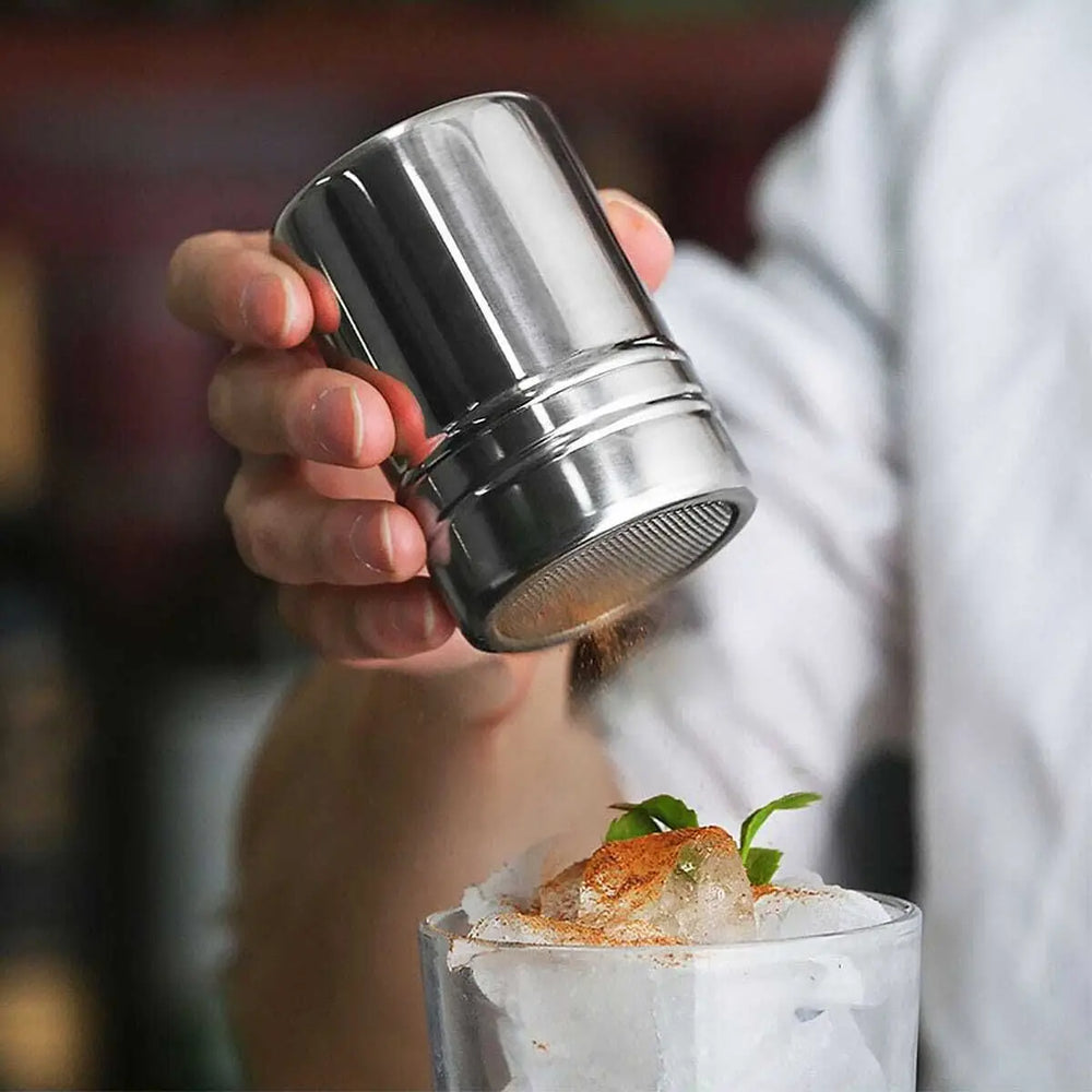 Edelstahl Pulverstreuer mit Siebdeckel – Perfekt für Kaffee, Kakao & Gewürze