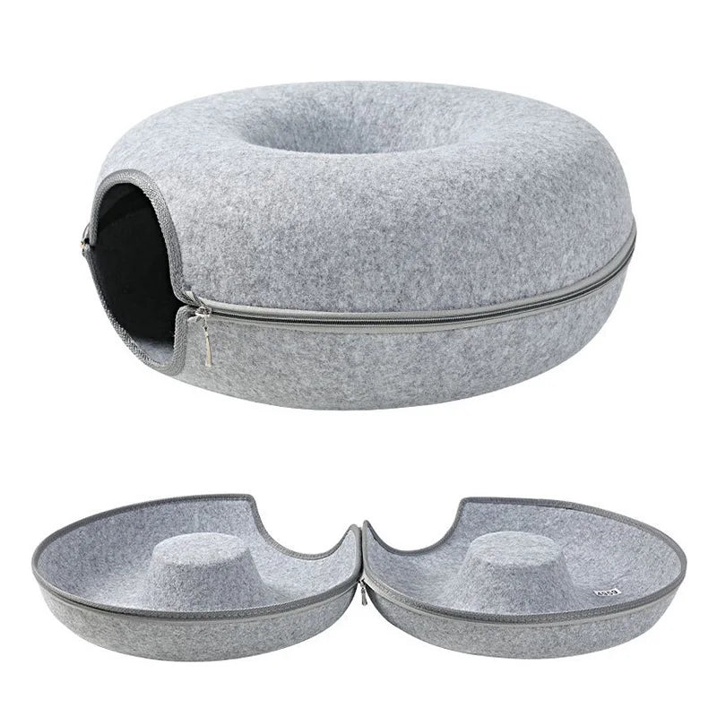 Donut-Katzenbett für 2 Katzen – Kuscheln, Spielen & Verstecken in einem