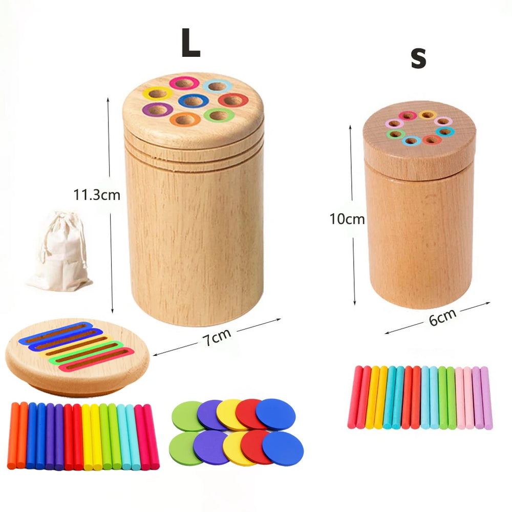 Montessori Holzspielzeug – Farbsortierung & Feinmotoriktraining für Kleinkinder | Sicheres Lernspielzeug aus Holz