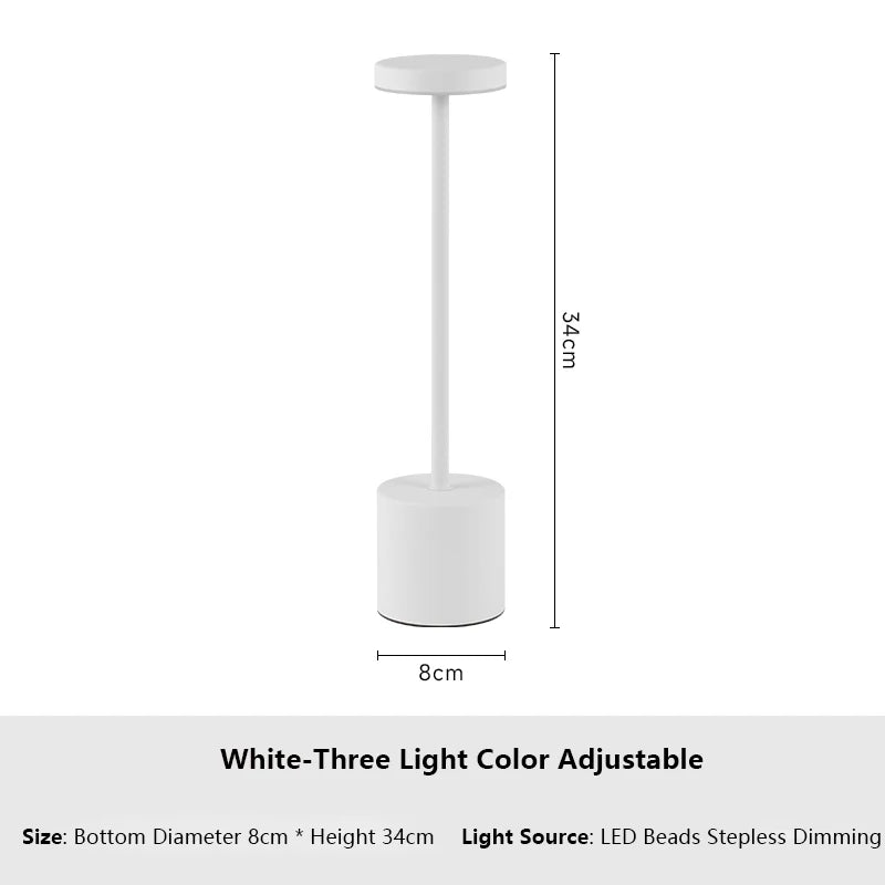 Klassische Metall-Tischlampe mit Berührungssensor – Wiederaufladbar, 3 Lichtfarben, Dimmbar, Kreatives Umgebungslicht für Schreibtisch, Bar & Nachtlicht