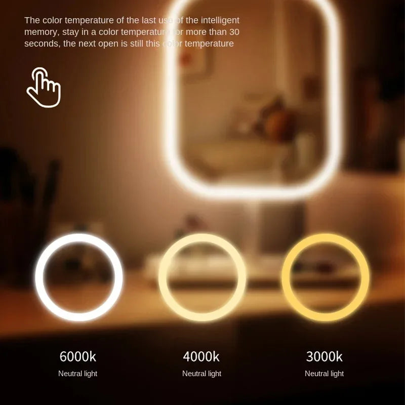 Moderner Desktop-Kosmetikspiegel mit 3-farbigem LED-Licht – Perfekte Beleuchtung für jedes Make-up