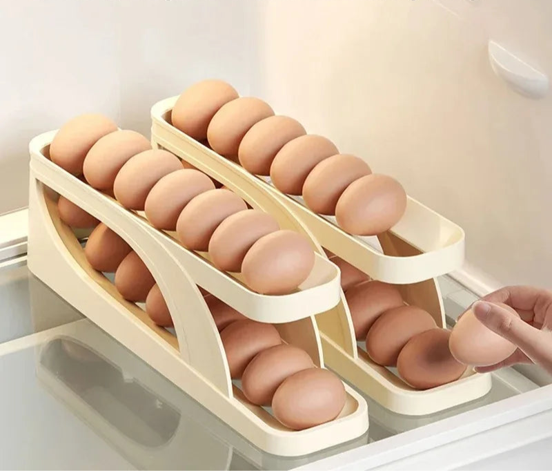 Kühlschrank Eierbox mit Rollsystem – platzsparend, frisch & transparent