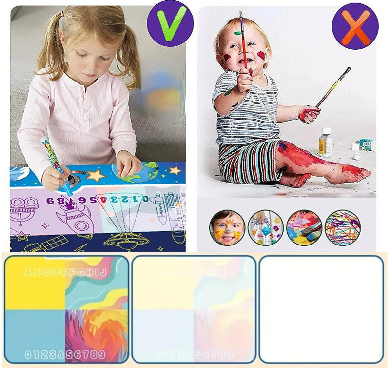 Magische Wasser-Zeichnungsmatte – Kreatives Doodle mit wiederverwendbaren Stiften, Montessori-Malbrett & pädagogisches Spielzeug für Kinder