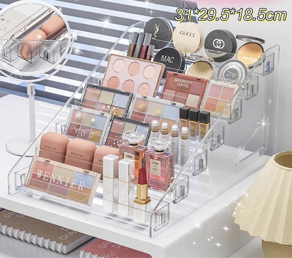 Transparente Aufbewahrungsbox aus Acryl – Make-up-, Schmuck- & Kosmetik-Organizer für ordentlichen Schreibtisch