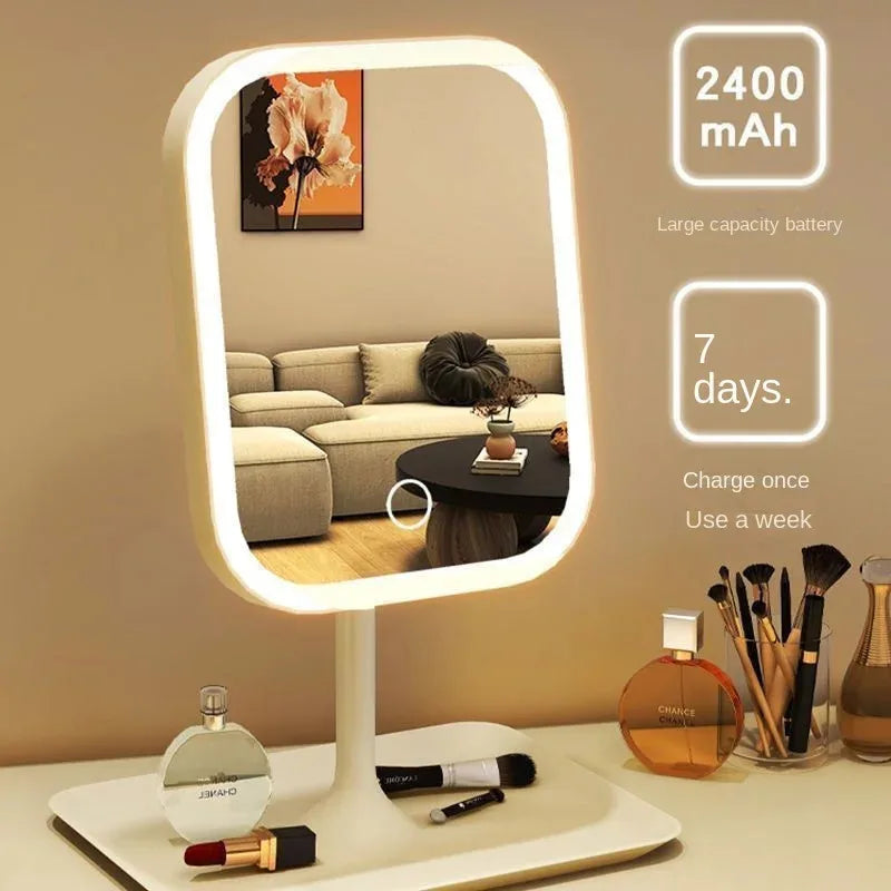 Moderner Desktop-Kosmetikspiegel mit 3-farbigem LED-Licht – Perfekte Beleuchtung für jedes Make-up