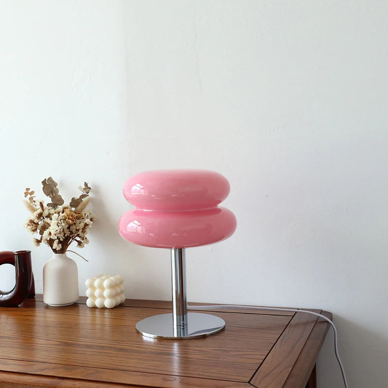 Macaron Glas Tischlampe – Trikromatisches Licht für stilvolle Atmosphäre & augenschonendes Nachtlicht