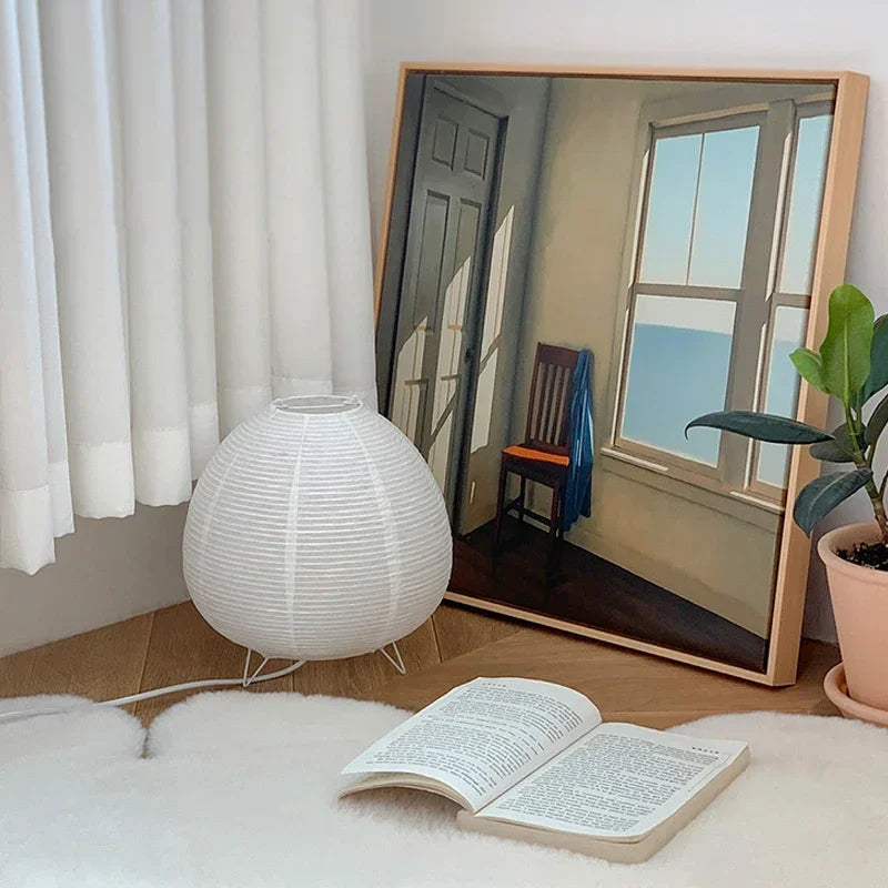 Japanische LED Laterne – Elegante Tischlampe aus Reispapier für Wohnzimmer & Schlafzimmer