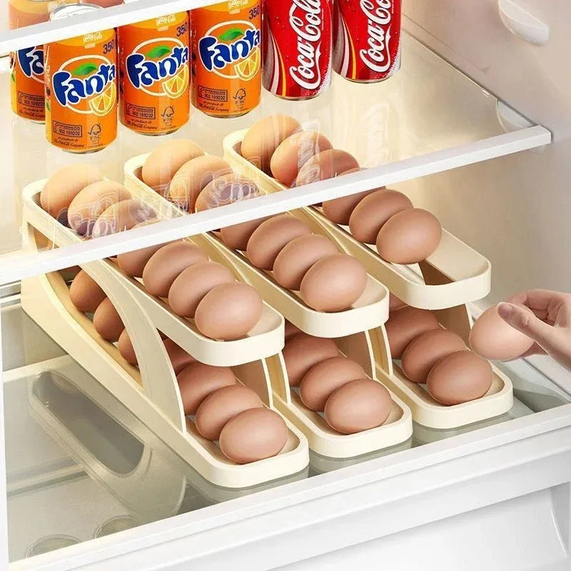 Kühlschrank Eierbox mit Rollsystem – platzsparend, frisch & transparent