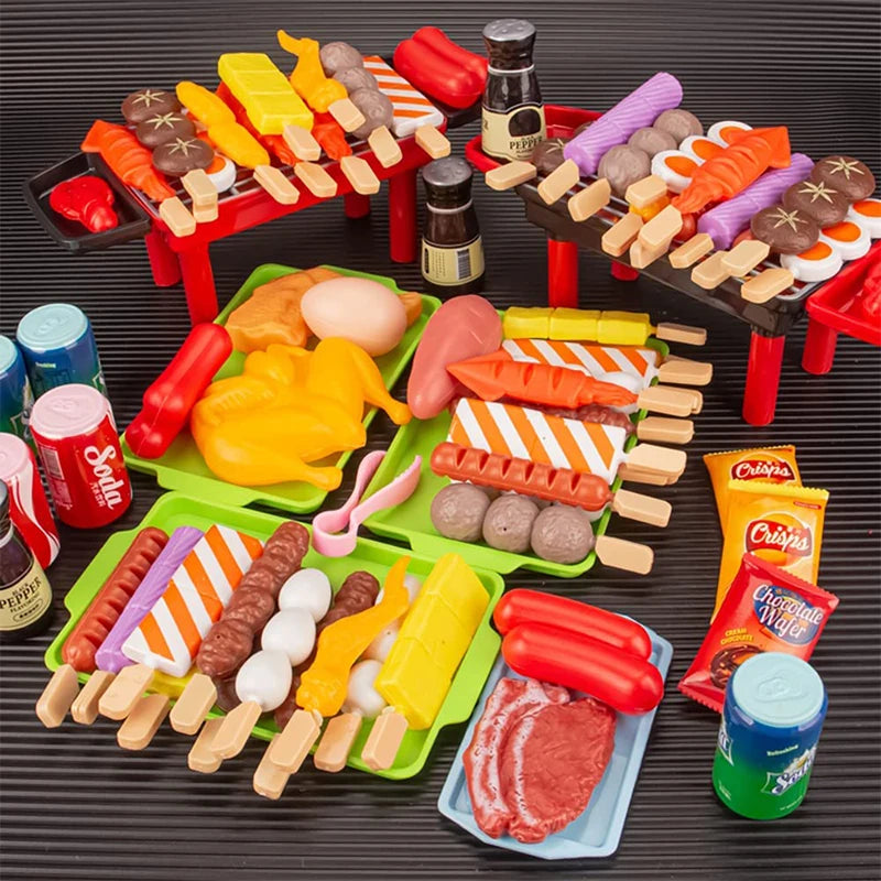 Küche Spielzeug BBQ Set für Kinder – Simuliertes Kochen & Grillen, Pädagogisches Lernspielzeug für Kreativität und Eltern-Kind-Interaktion