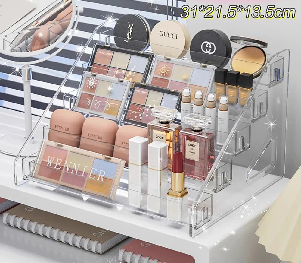 Transparente Aufbewahrungsbox aus Acryl – Make-up-, Schmuck- & Kosmetik-Organizer für ordentlichen Schreibtisch