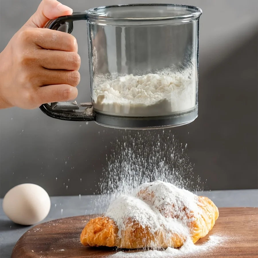 Halbautomatisches Mehlsieb mit Handpress-Design – Klumpenfrei & Einfach Backen