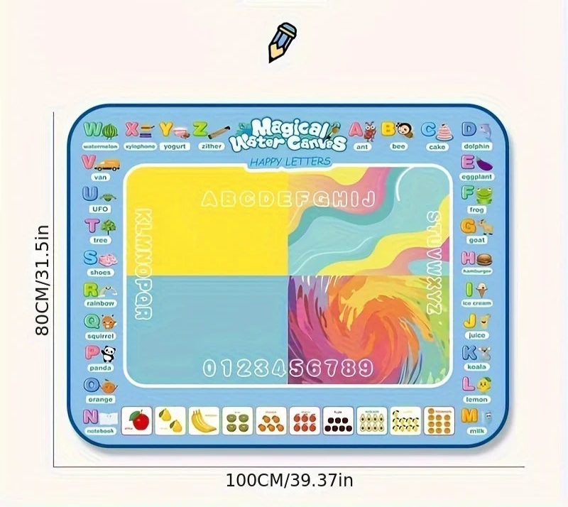 Magische Wasser-Zeichnungsmatte – Kreatives Doodle mit wiederverwendbaren Stiften, Montessori-Malbrett & pädagogisches Spielzeug für Kinder