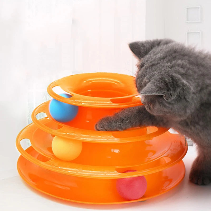 Dreischichtiger Katzenspielzeug-Turm – Interaktives Spaß- & Lernspiel für aktive Stubentiger