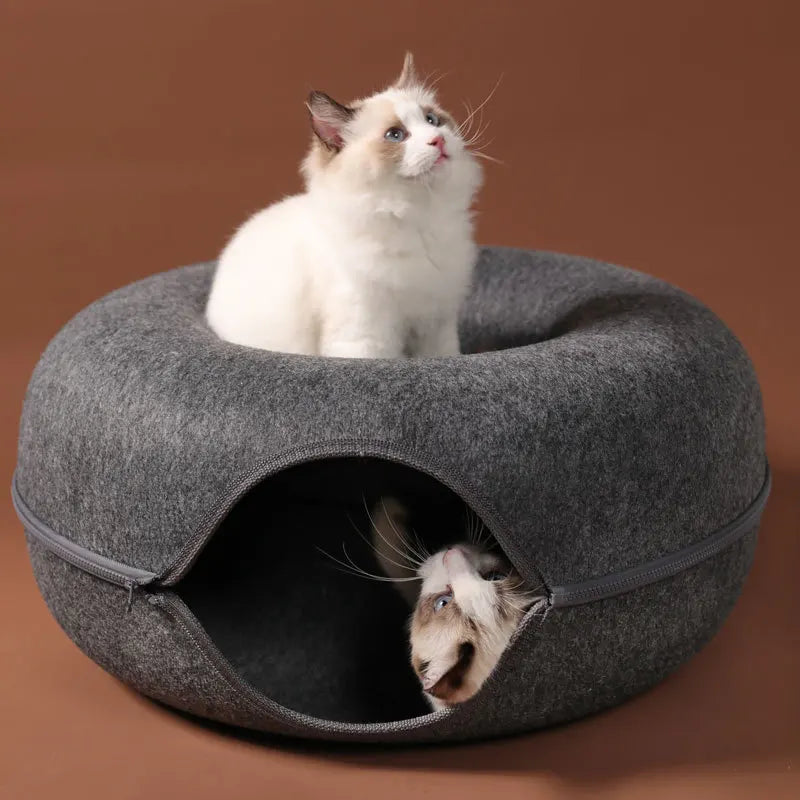 Donut-Katzenbett für 2 Katzen – Kuscheln, Spielen & Verstecken in einem