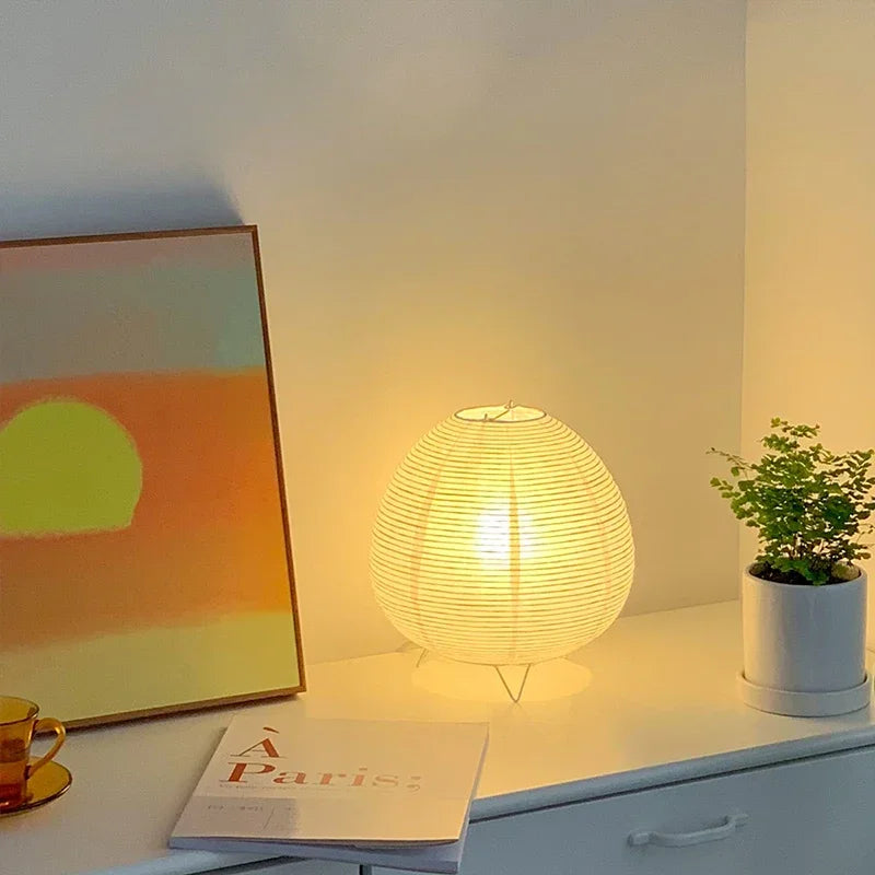 Japanische LED Laterne – Elegante Tischlampe aus Reispapier für Wohnzimmer & Schlafzimmer