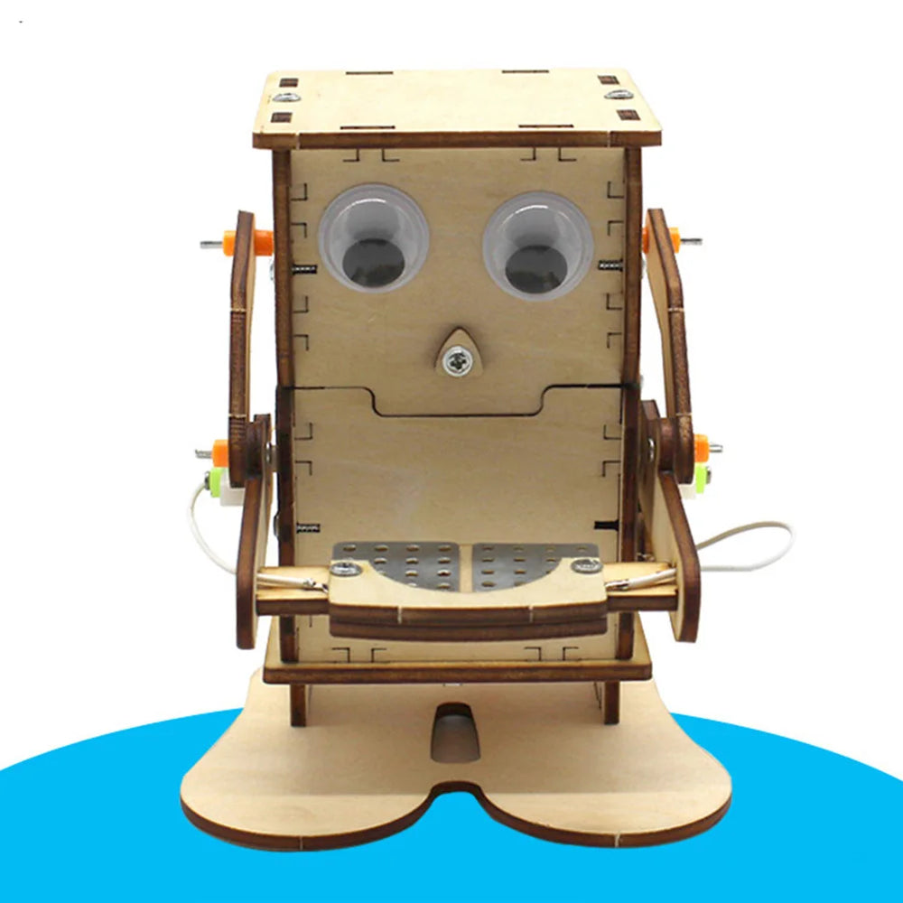 DIY Roboter Holz-Bausatz – Münzenfresser Experimentier-Kit für Kinder | STEM Lernspielzeug