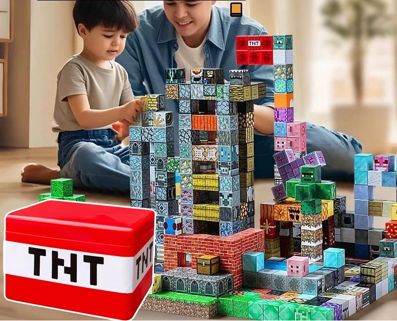 TNT Baustein Aufbewahrungsbox – Kreatives magnetisches Baustein-Set für kleine Baumeister