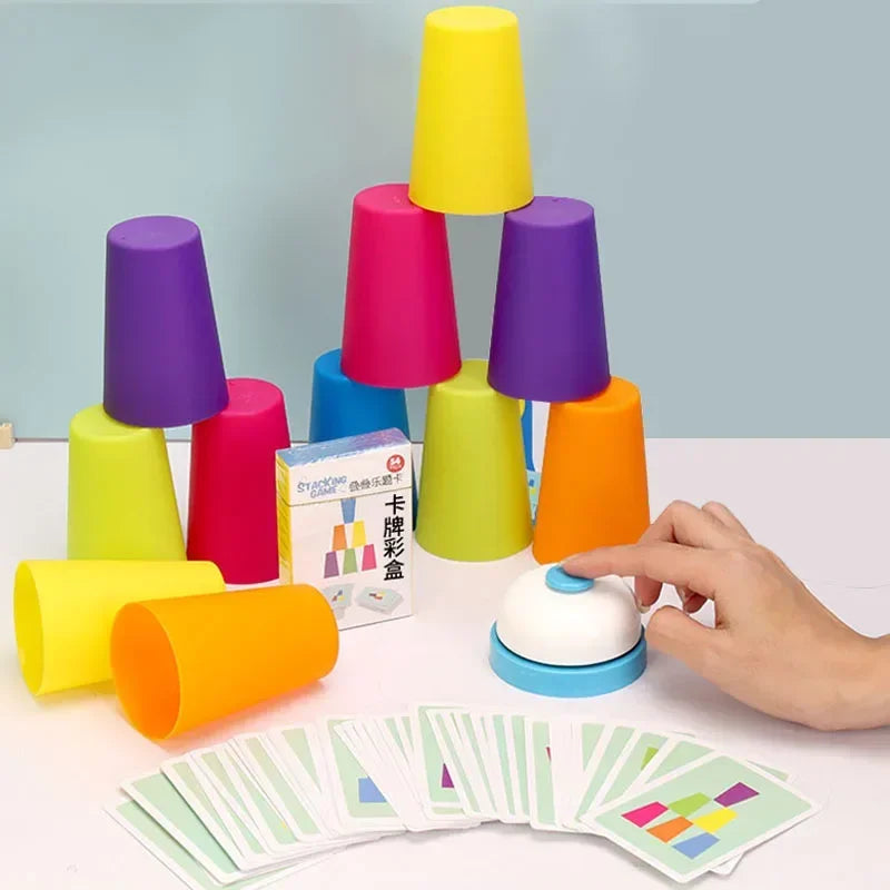 Kinder Montessori Stapelspiel mit Karten – Fördert Logik, Farbenlernen & Konzentration