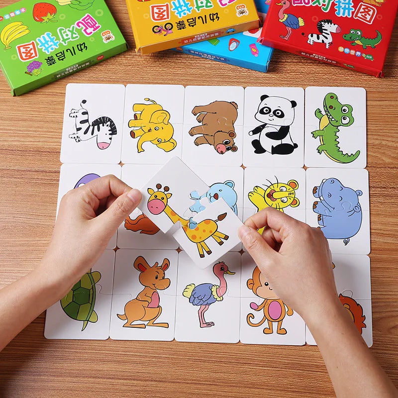 32-teilige Kleinkind-Matching-Karten – Montessori Puzzle für Tiere, Farben & Formen | Lernspielzeug ab 3 Jahren