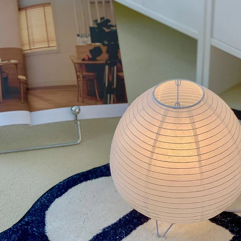 Japanische LED Laterne – Elegante Tischlampe aus Reispapier für Wohnzimmer & Schlafzimmer