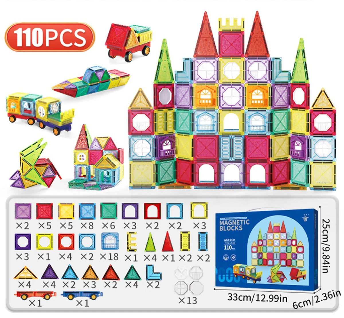 Magnetische Bausteine für Kinder 3–8 Jahre – Kreatives Lernspielzeug für Jungen & Mädchen
