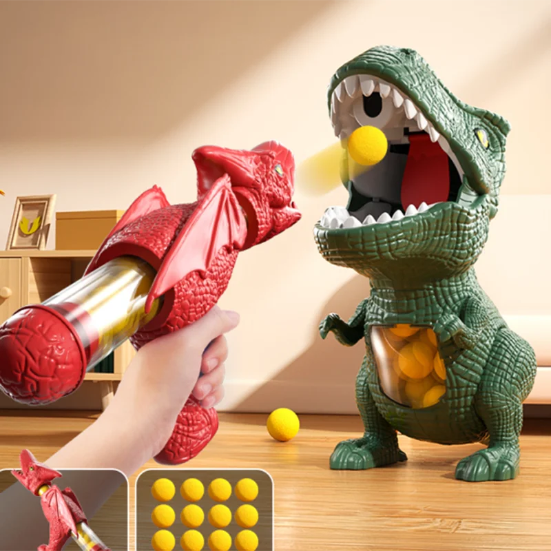 Dinosaurier Schießen Tyrannosaurus Rex – Interaktives Eltern-Kind Spielzeug mit Soft Bullet Gun & Puzzle-Funktion für Kinder ab 3 Jahren
