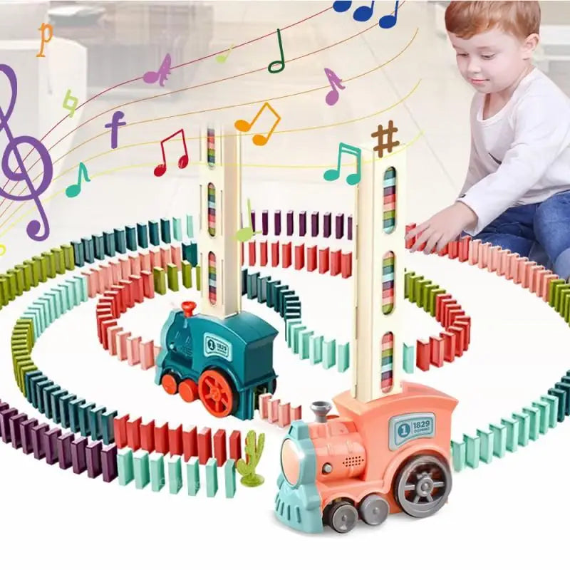 Domino-Zug mit automatischem Verlegen – Buntes Lernspielzeug für Kinder, fördert Kreativität & Geschick