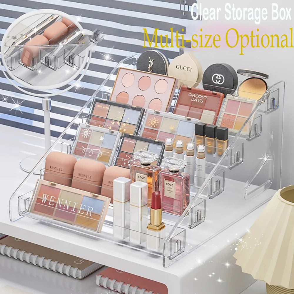 Transparente Aufbewahrungsbox aus Acryl – Make-up-, Schmuck- & Kosmetik-Organizer für ordentlichen Schreibtisch