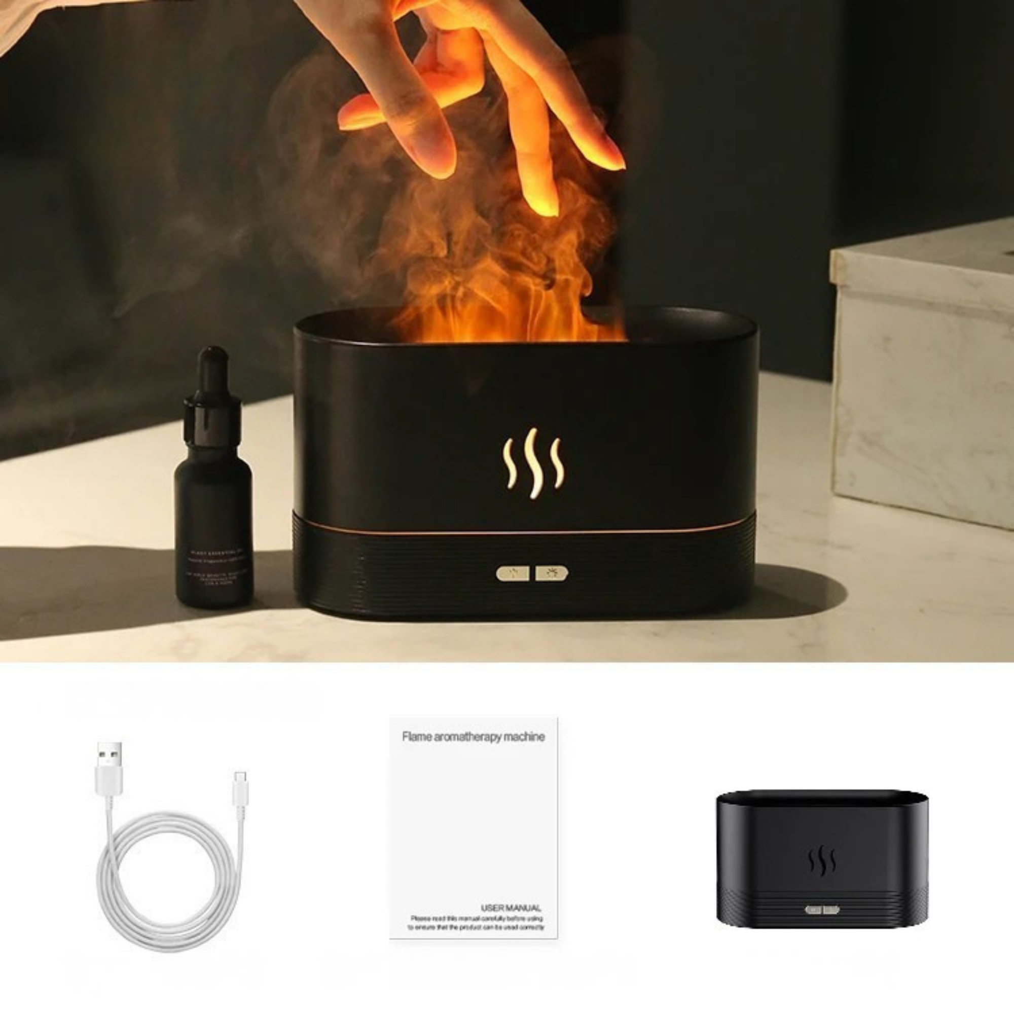 Aroma Diffusor Luftbefeuchter – Stilvolles LED-Flammen-Design für entspannte Momente