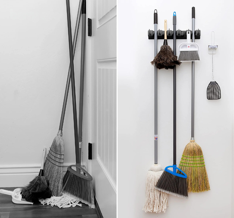 Wandmontierter Mopphalter – Ordnung & Platz sparen in Küche, Garage und Haushalt