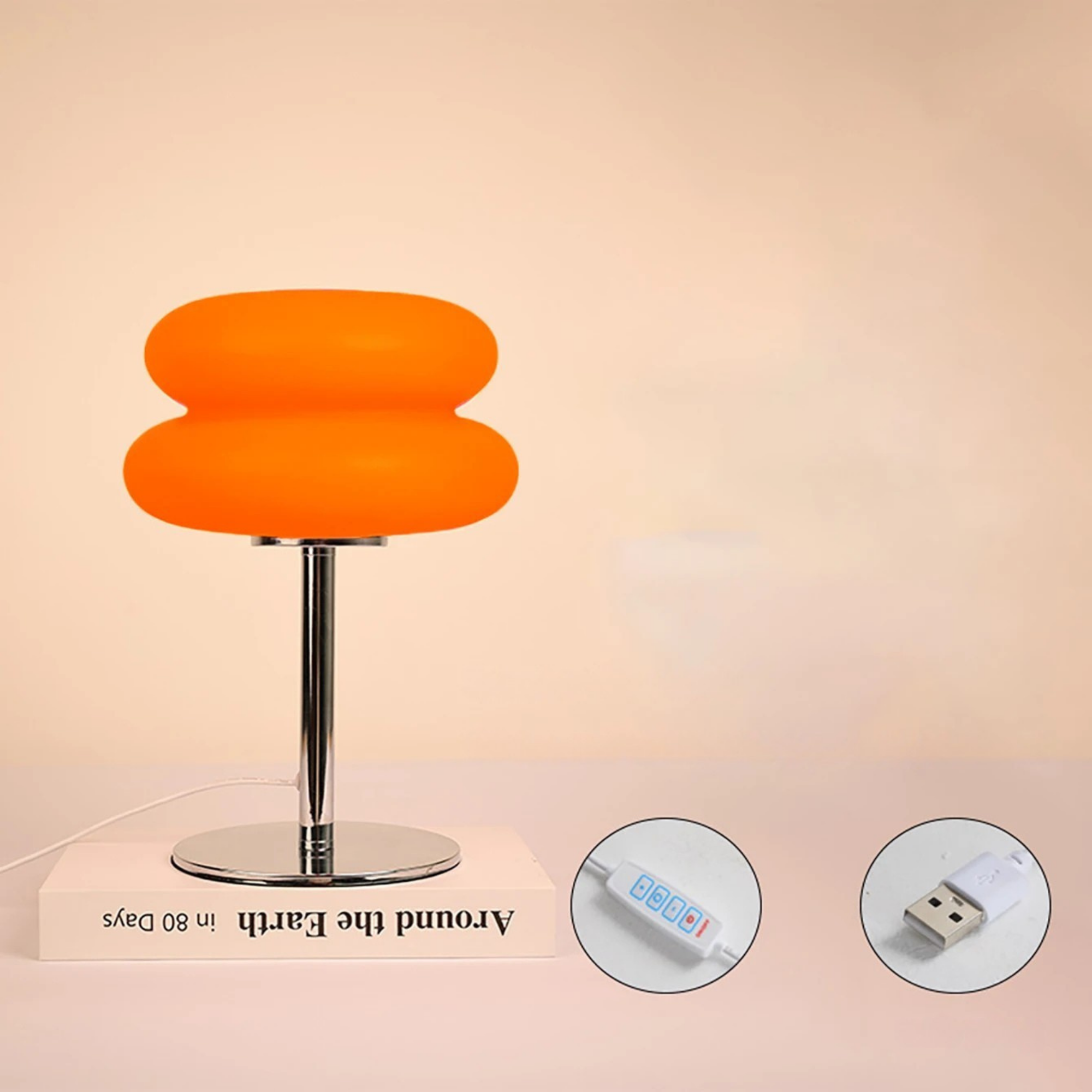 Elegante Schlafzimmer-Nachttischlampe im cremigen Stil – Dimmbar, dreifarbig & mit USB-Stecker für perfekte Atmosphäre