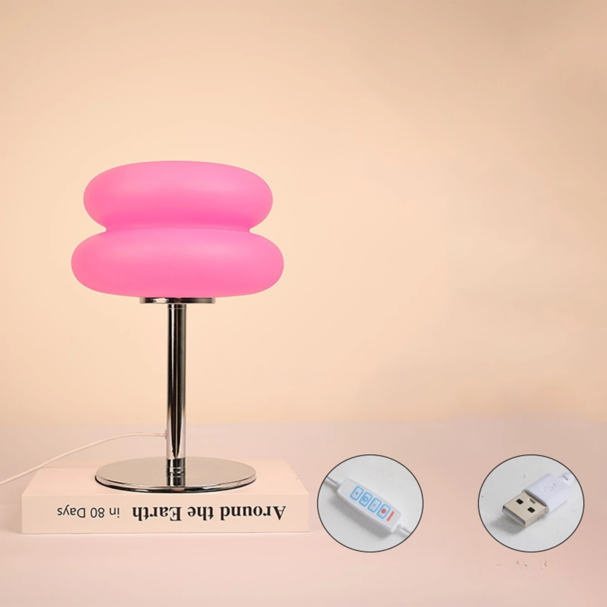 Elegante Schlafzimmer-Nachttischlampe im cremigen Stil – Dimmbar, dreifarbig & mit USB-Stecker für perfekte Atmosphäre