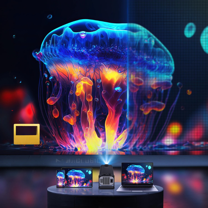 HY320 Mini Android 11 Projektor – 300 ANSI, 720P Native, 4K-Support, Wifi6 & BT5.0 – Kino für Zuhause & Outdoor