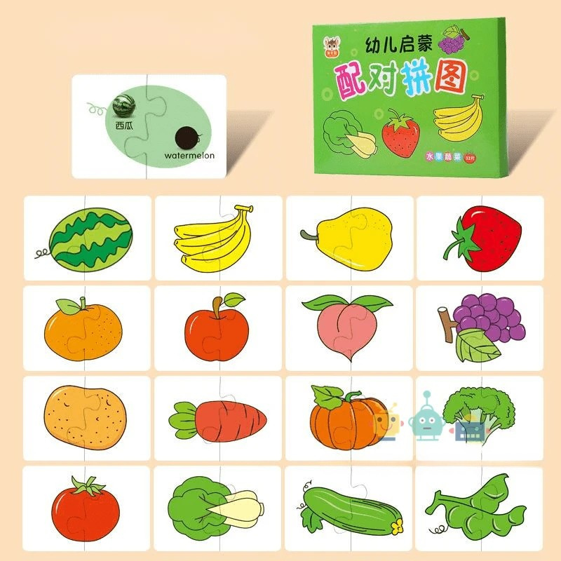 32-teilige Kleinkind-Matching-Karten – Montessori Puzzle für Tiere, Farben & Formen | Lernspielzeug ab 3 Jahren