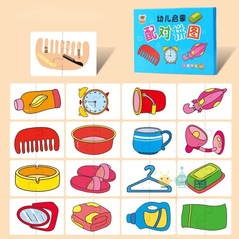 32-teilige Kleinkind-Matching-Karten – Montessori Puzzle für Tiere, Farben & Formen | Lernspielzeug ab 3 Jahren