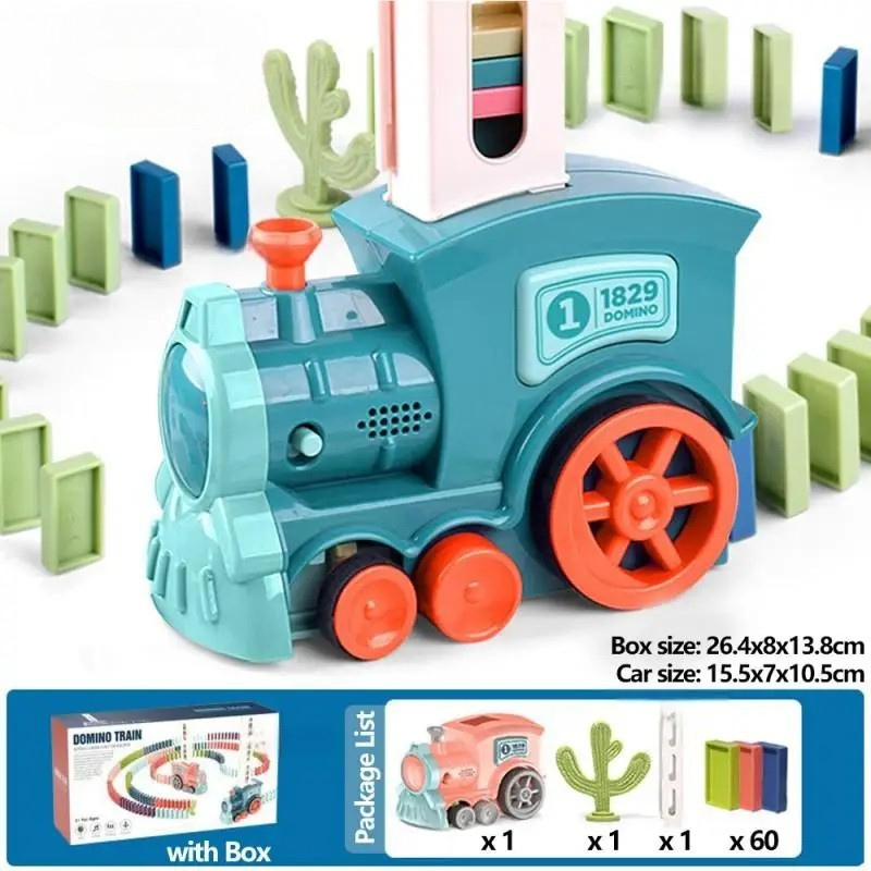 Domino-Zug mit automatischem Verlegen – Buntes Lernspielzeug für Kinder, fördert Kreativität & Geschick