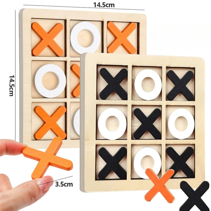 Holz XO Tic Tac Toe Spiel – Montessori Lernspaß & Familienspaß in Einem