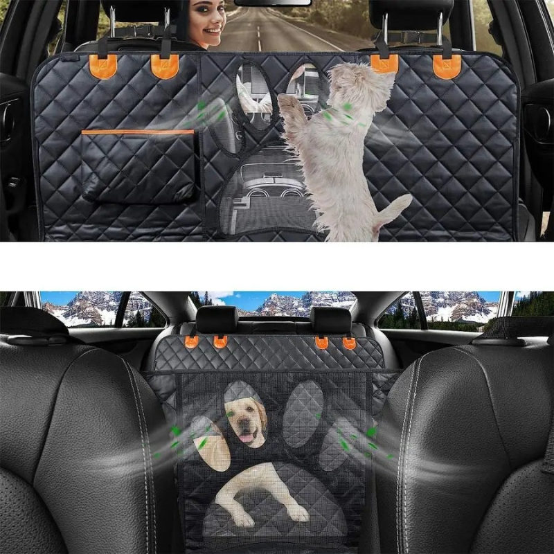 Hunde-Autositzbezug für den Rücksitz – 100 % wasserdicht & kratzfest mit Netzfenster und Reißverschluss-Seitenschutz