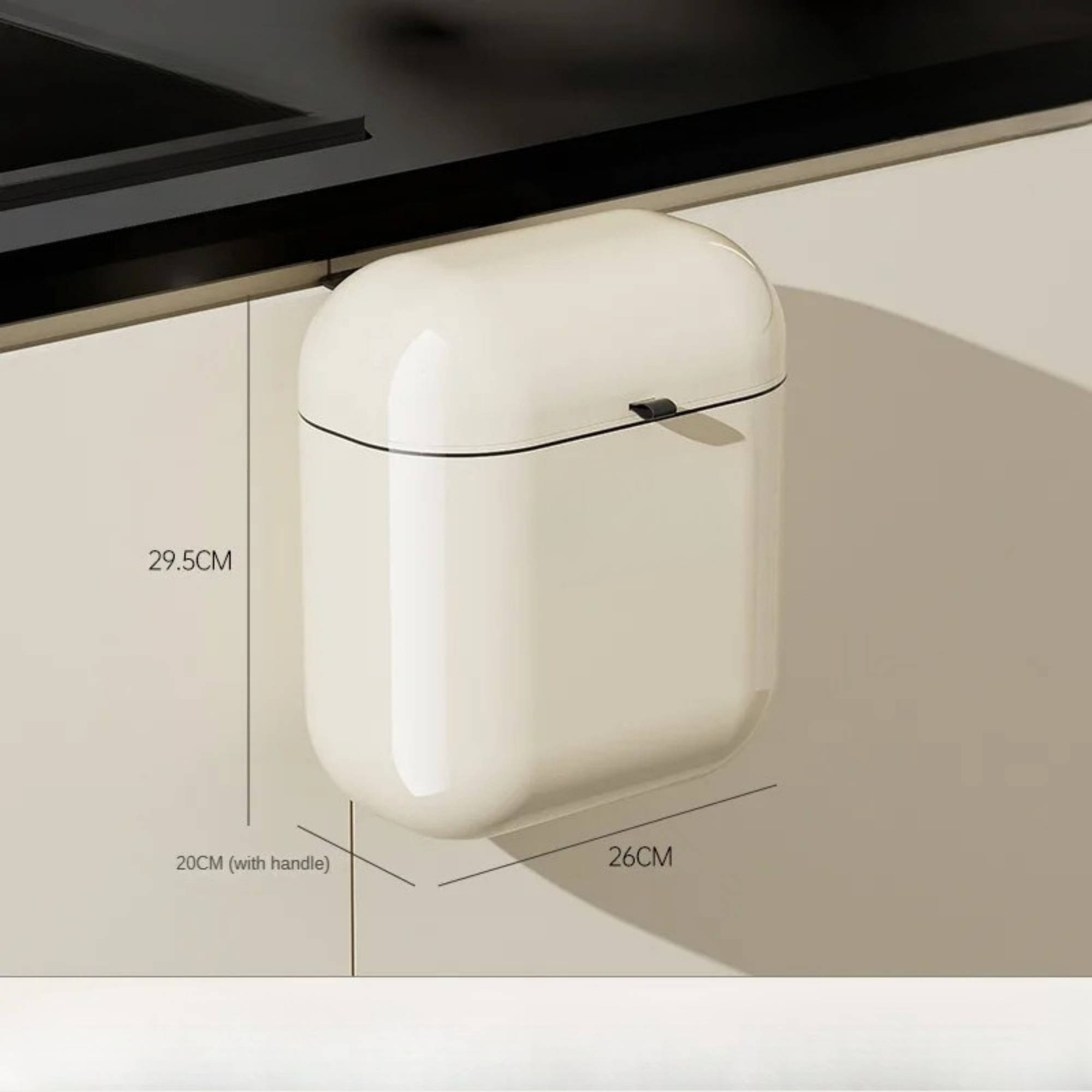 9L/12L Cremefarbener Wand-Küchen-Mülleimer mit Deckel – Stilvoll, platzsparend & hygienisch
