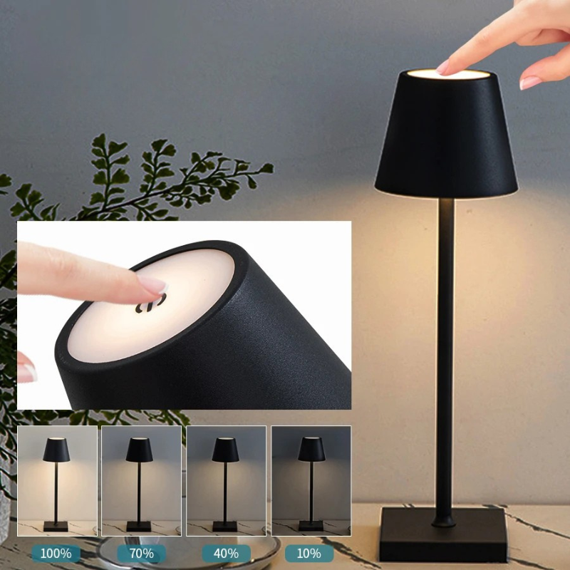 Wiederaufladbare LED Tischlampe mit Touch-Schalter – 3-stufig dimmbar & kabellos für stilvolle Atmosphäre