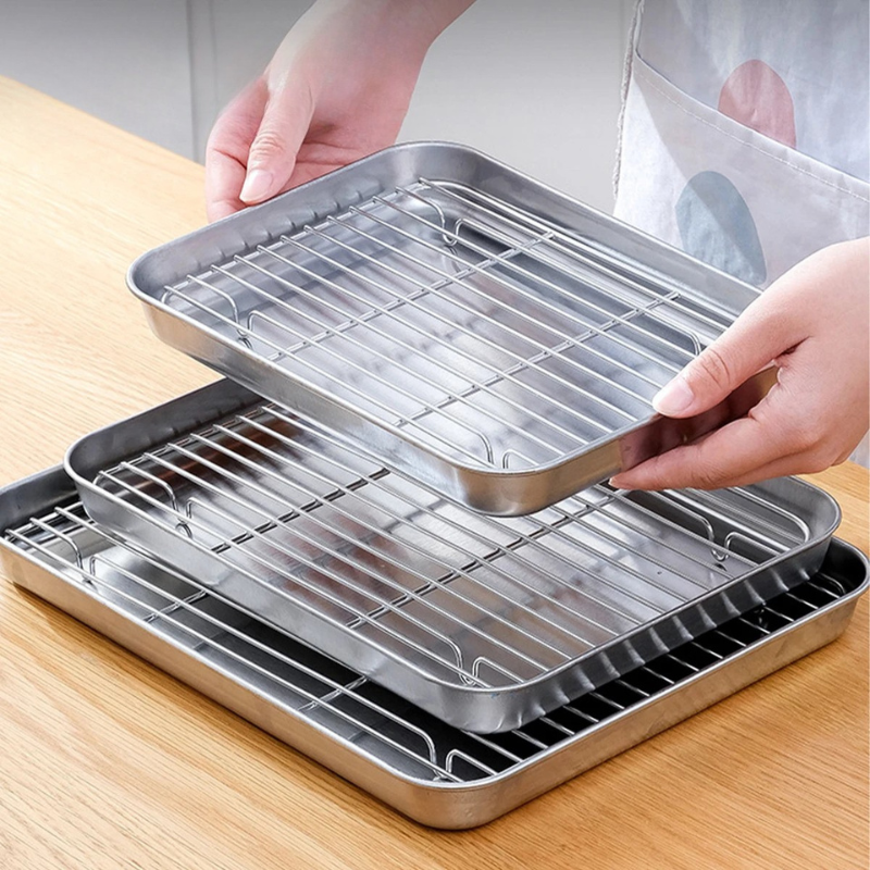 Edelstahl Backblech mit Abkühlgitter – Langlebig, Antihaft & Mühelose Reinigung