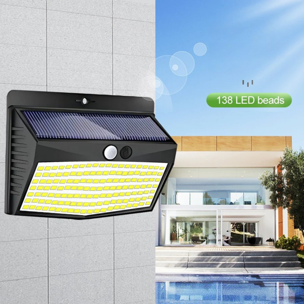 138 LED Solar Licht Outdoor 4er Set – Hocheffiziente, Wasserdichte Wandleuchten mit Bewegungssensor & 3 Modi
