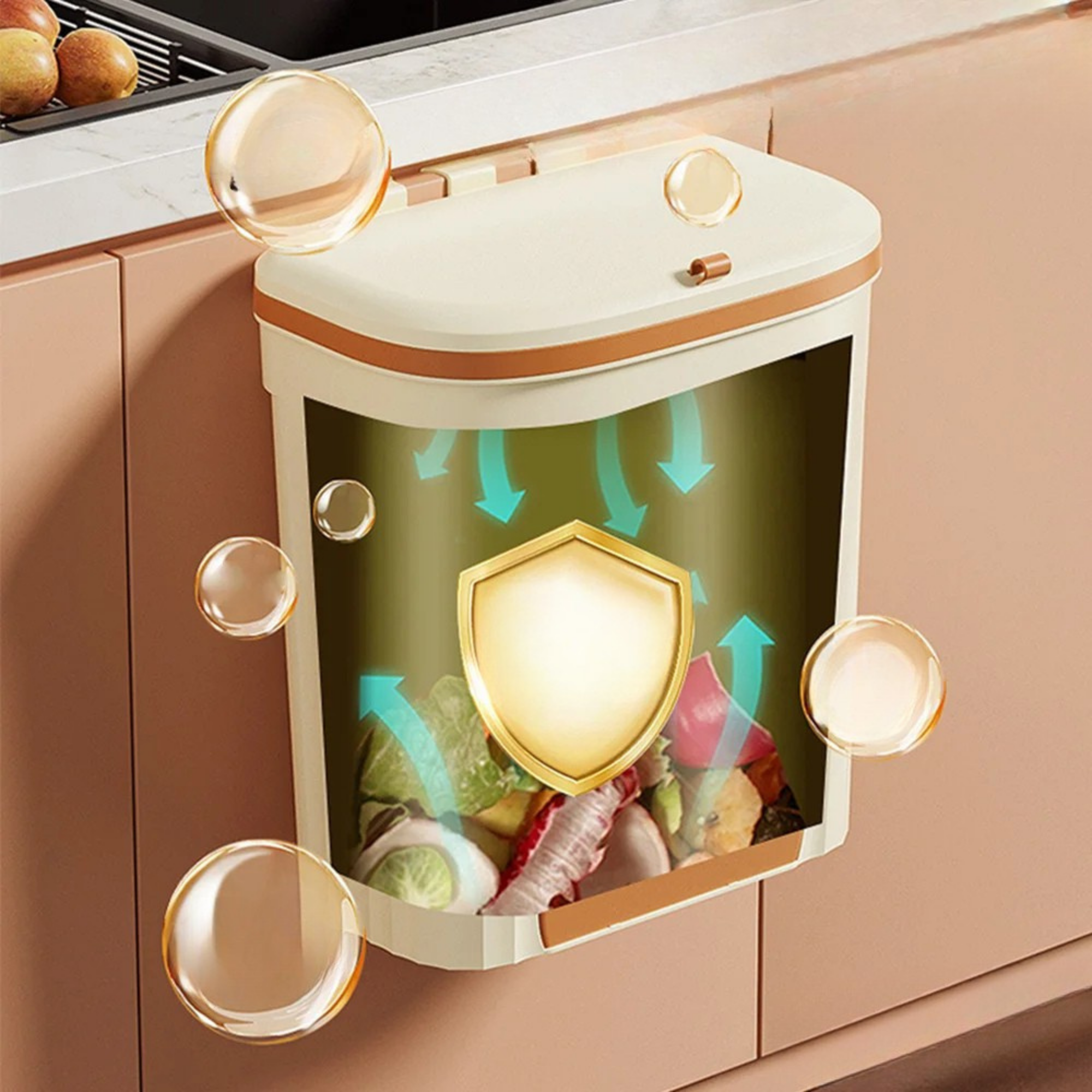8,5/12L Küche Papierkorb Wand Montiert Mülleimer Mit Deckel Badezimmer Mülleimer Müll Kann für Schrank Unter Waschbecken kompost Bin
