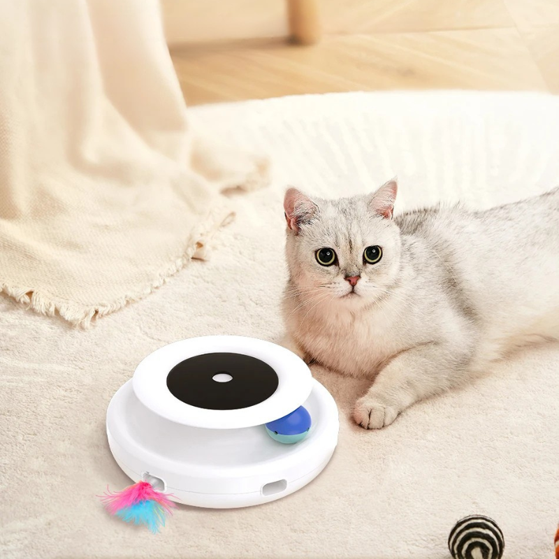 2-in-1 Smart Katzenspielzeug – Elektronischer Feder- & Ballspaß für endlose Unterhaltung