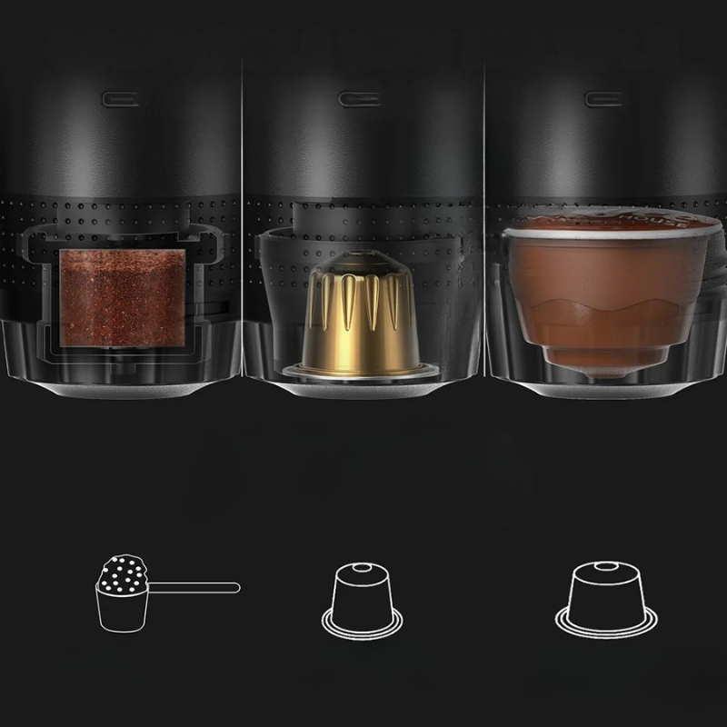 Tragbare elektrische 3-in-1 Espressomaschine – Für Auto, Camping & Zuhause | 20 Bar Hochdruck, Heizfunktion & USB-Aufladung