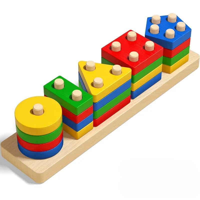Montessori Holz-Sortier- & Stapelspielzeug – Puzzle für Kleinkinder, fördert Feinmotorik ab 1 Jahr