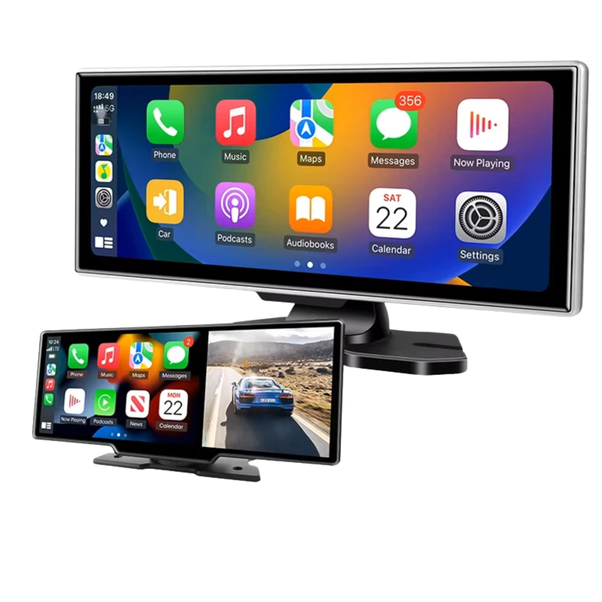 4K Dual Dashcam mit kabellosem CarPlay & Android Auto – GPS-Navigation & WiFi