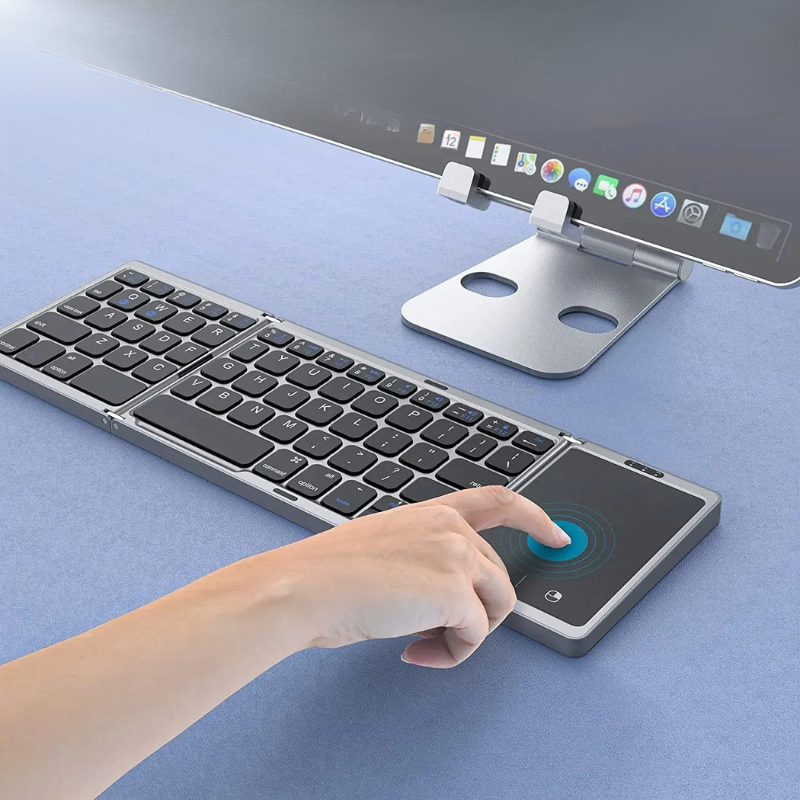 3-fach faltbare kabellose Mini-Tastatur mit Touchpad – Ultrakompakt, flexibel & überall einsetzbar