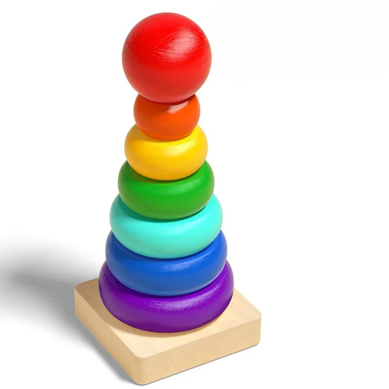 Montessori Holz-Sortier- & Stapelspielzeug – Puzzle für Kleinkinder, fördert Feinmotorik ab 1 Jahr