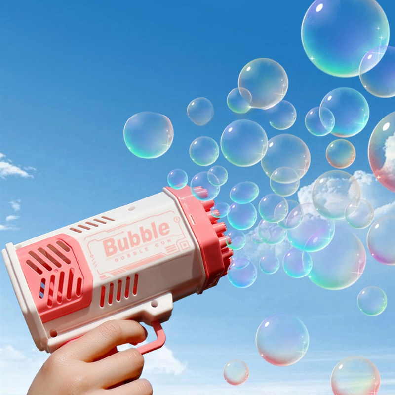 40-Loch Elektrische Seifenblasenmaschine – Handheld Pistole mit LED-Licht, Tausende bunte Blasen für Kinder-Outdoor-Spaß